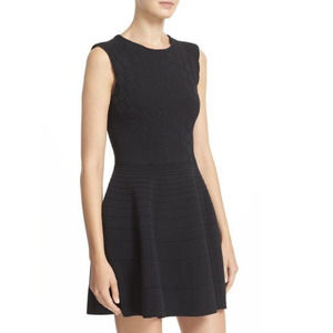 Ted Baker Frinca Black Mixed Structured Knit Bodycon Fit and Flare Dress Size 2